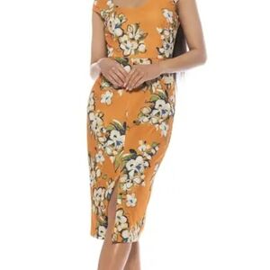 Alexia Admor Floral Orange Midi Dress